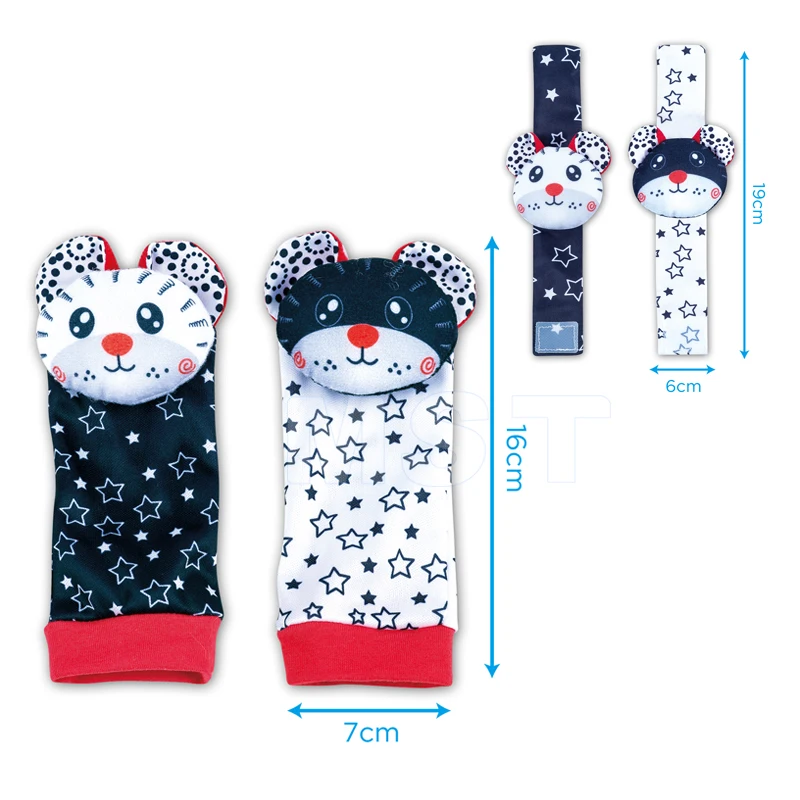 4PCS Infants Sensory Developmental Socks Soft Foot Finder Wrist Rattle Set Newborn Baby Sock Baby Wrist Rattles Sock Toys