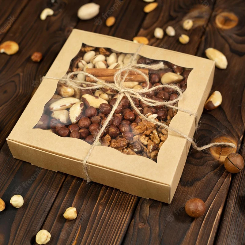Canada Kraft Paper Box Customized Window Mix Multi Drawers Dates Good Price Nut Gift Box Packaging Dried Fruits Nuts Box