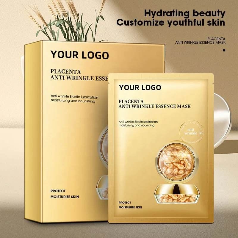 MULAN Placenta anti wrinkle essence mask Anti Aging Hydrating Facial Mask Retinol Collagen MaskEssence Face Mask Paper