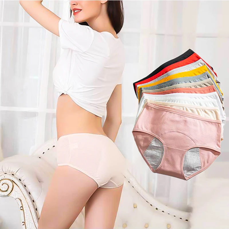 custom women panties 4 layer period safety panties wearing 100% pure cotton tight seamless panti for girls