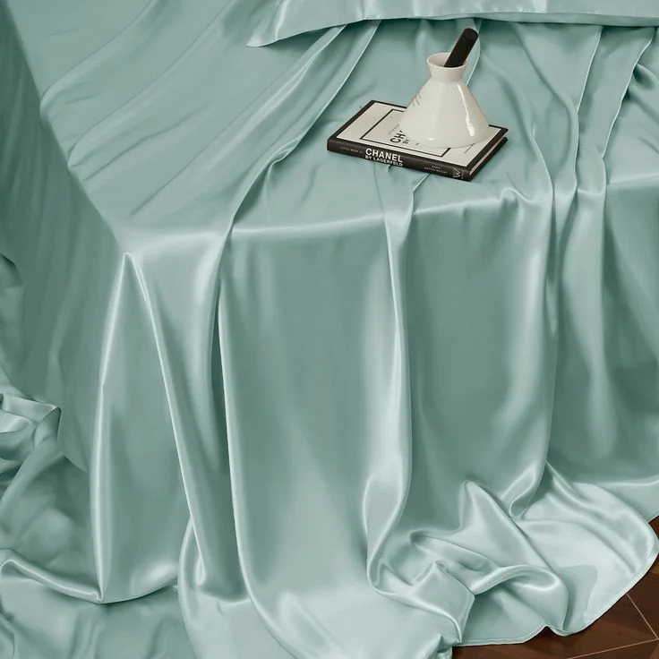 custom logo luxury bed sheets soft silk flat sheet fitted sheets 100% mulberry silk bedding set
