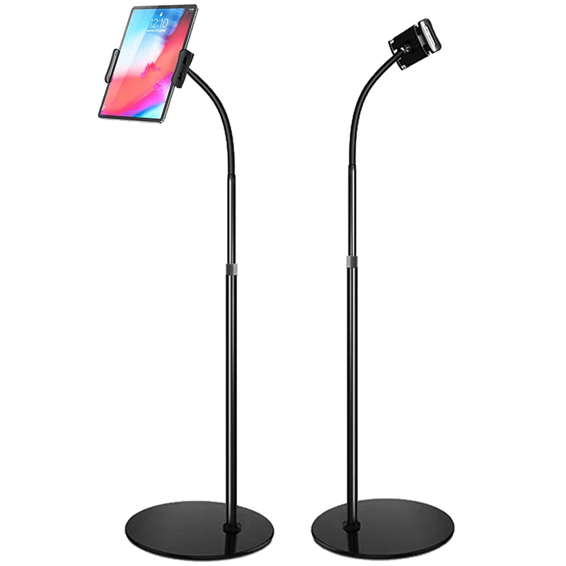 Tablet Floor Stand,Height-Adjustable Gooseneck Stand Universal Long arm tablet stand for smartphone and ipad