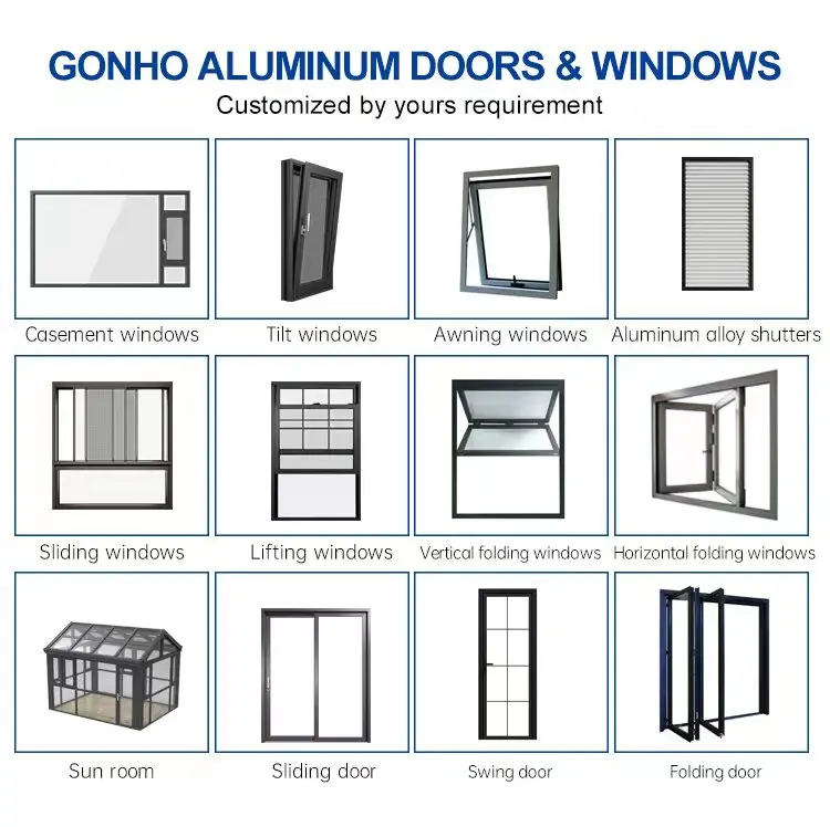 GONHO Free design gas strut double steel folding awning window australia standard crank handle  hung window