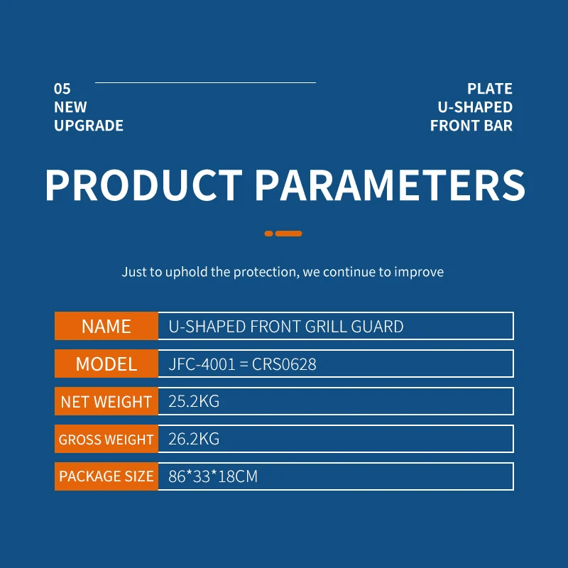 JFC-4001 Universal bull bar front and rear bumper car grille guard for toyota hilux vigo Revo D-MAX ford Ranger T6 Triton