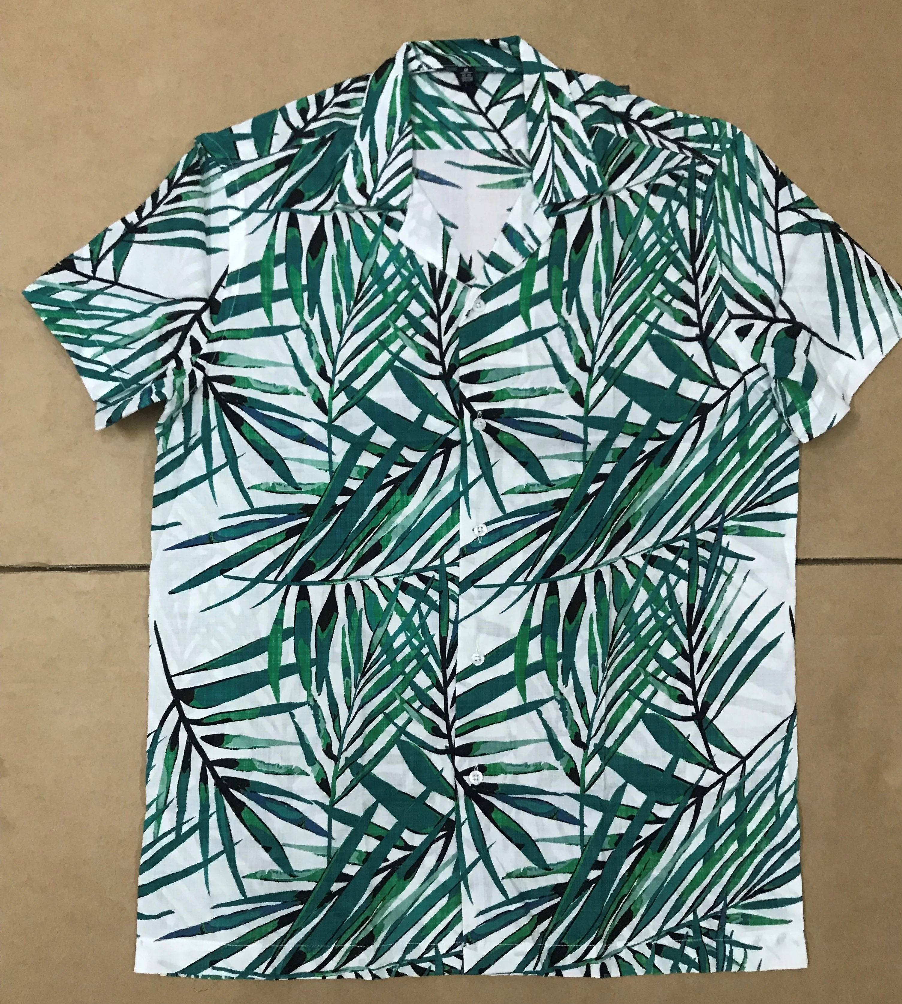 Men Shirt Casual Viscose/cotton Palm Tree Printing Casual Shirts Print Pattern Short Sleeve Length Viscose / Cotton for Summer