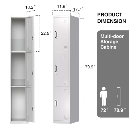 Metal storage 3 doors  iron locker for  staff locker ,student locker