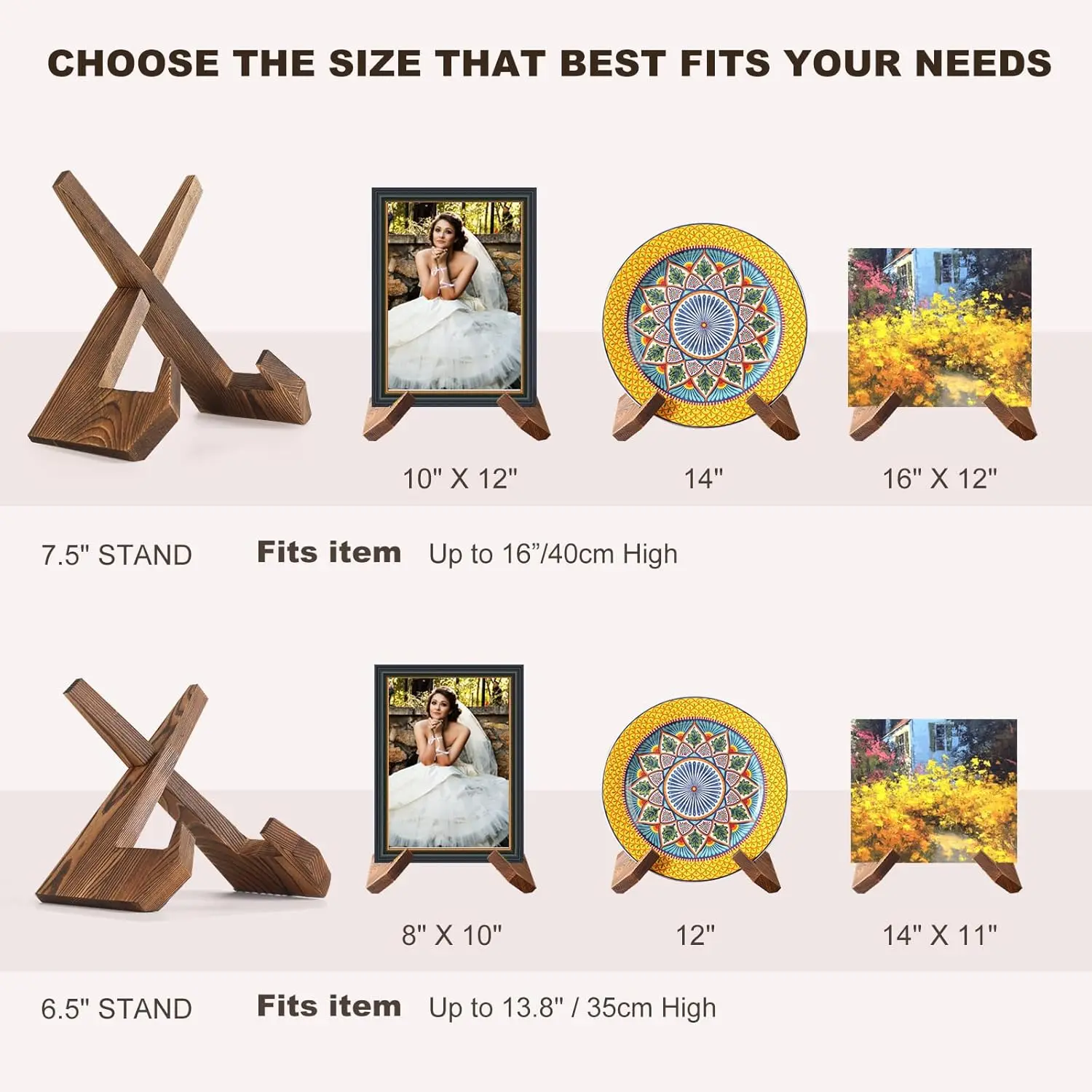 Wholesale Customize Wooden Plate Stand for Display Wooden Picture Frame Stand
