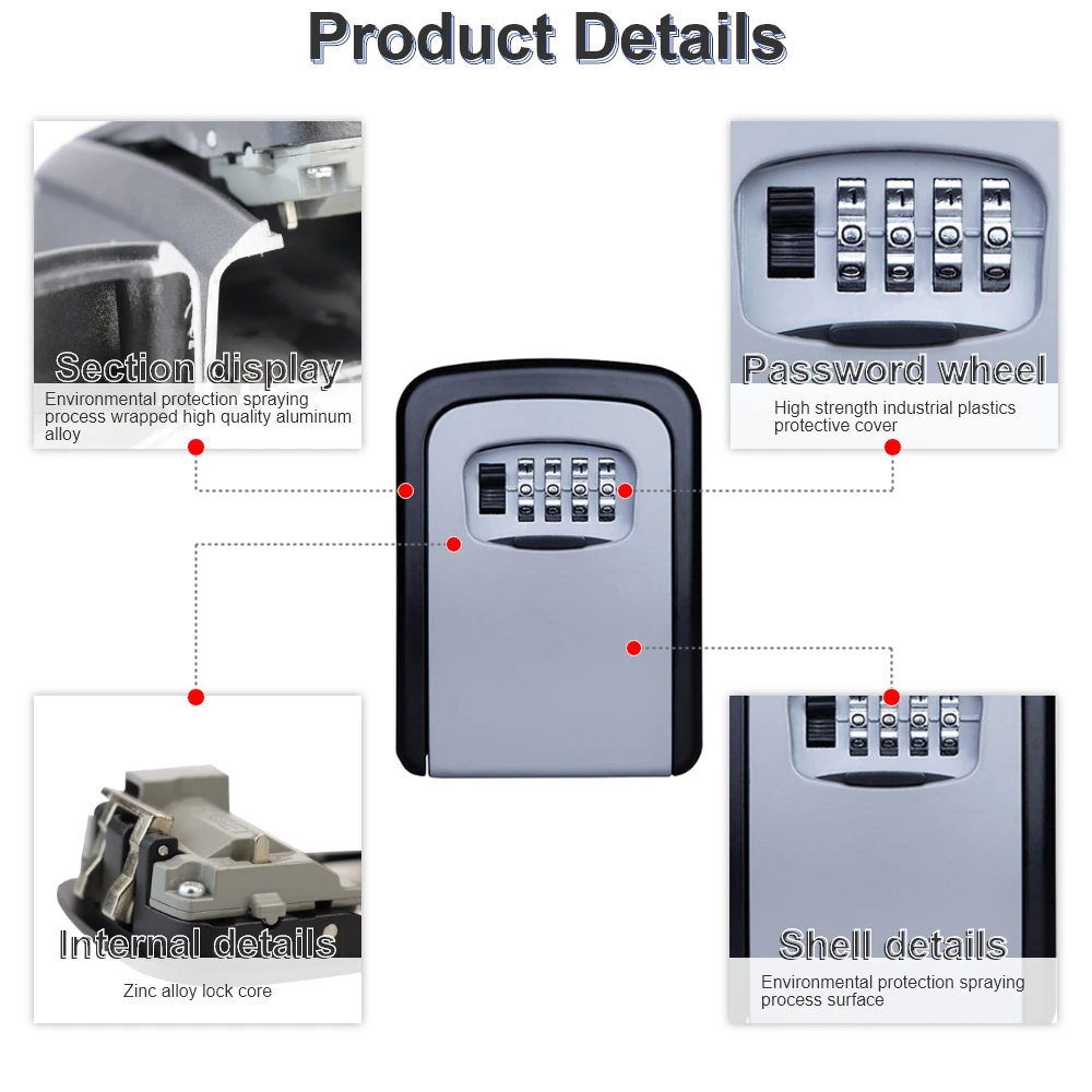 Asack G4 small waterproof stainless emergency realtor  key cabinet lock box small metal digital combination caja de llaves