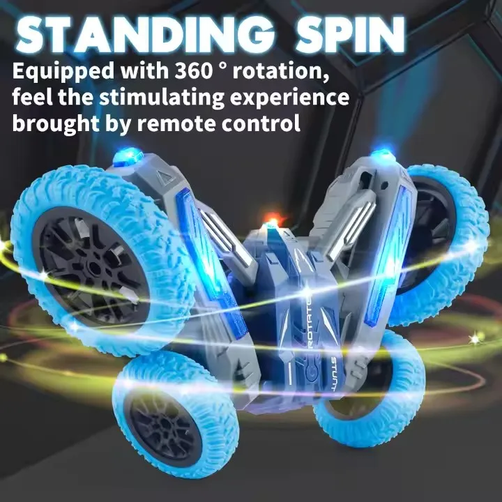 2.4Ghz Remote Control 360 Degree Rotating Butterfly Stunt Tumbling Light Up Auto Showing Double-sided Stunt RC Car Toy For Kids