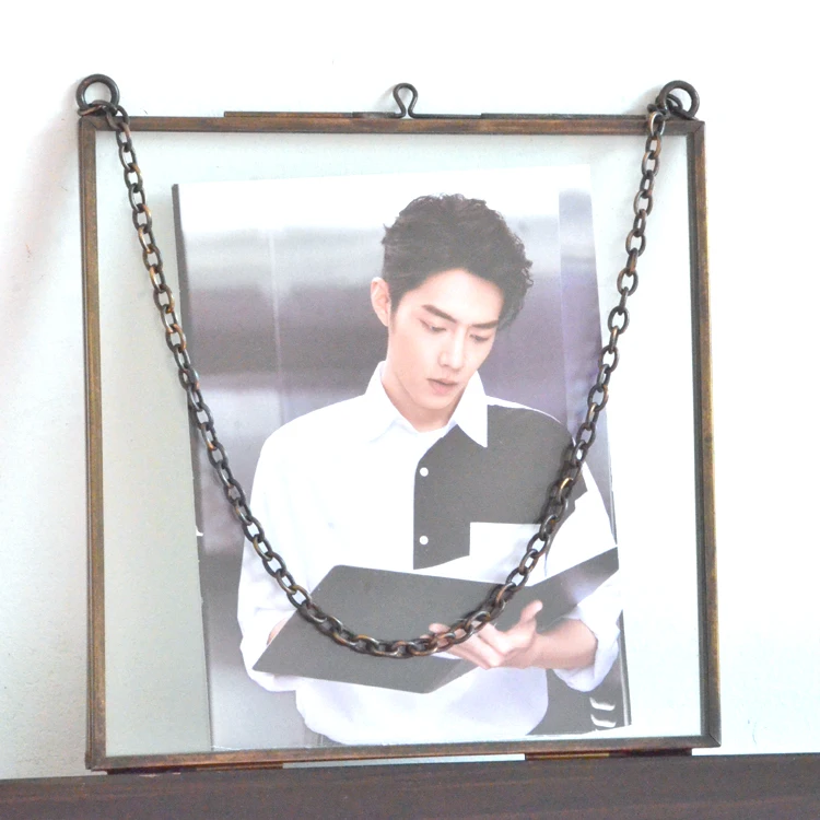 wholesale double sided antique hanging glass frame dried pressed flowers bronze christmas ornament gold ornament luxury home