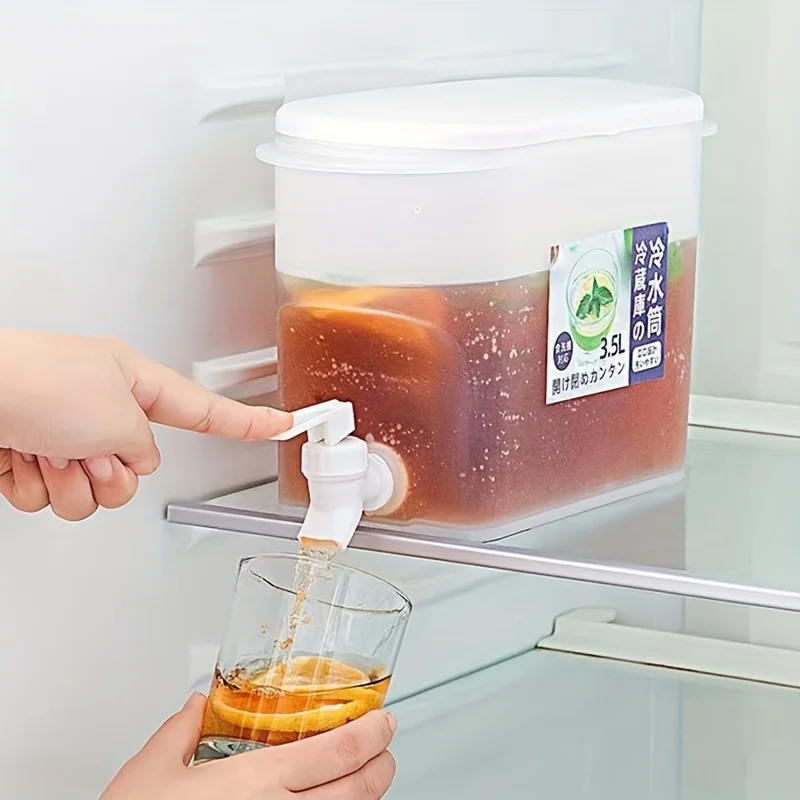 Essential 3.5L Refrigerator Ice Water Beverage Dispenser Cold Water Kettle With Faucet Large Capacity Plastic Beverage Pot