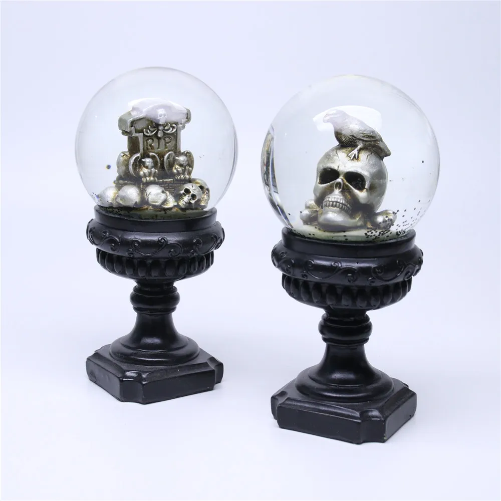 Новый продукт недорогой скелет для Хэллоуина Водяной Шар из смолы стеклянный Снежный шар сувенирные подарки праздничное