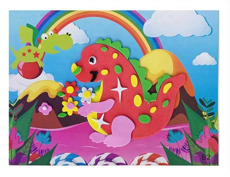 Wholesale Handmade Kids DIY Cartoon Animal 3D EVA Foam Sticker Puzzle Toy