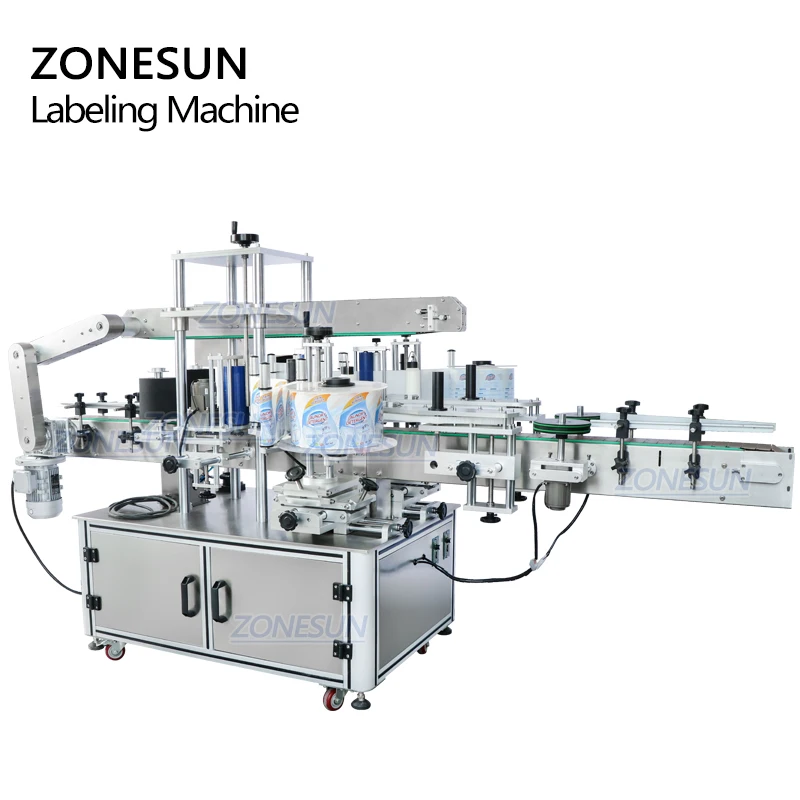 ZONESUN ZS-TB300Z полностью автоматический самоклеющиеся плоские круглые бутыль Косметическая двухсторонняя этикеточная