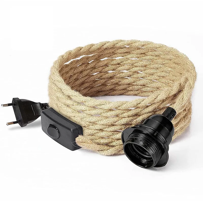 TSINYE 2024 American Standard Table Lamp Accessories, Plug Switch Line, Wall Wiring, Small Chandelier, Simple Hemp Rope Lamp