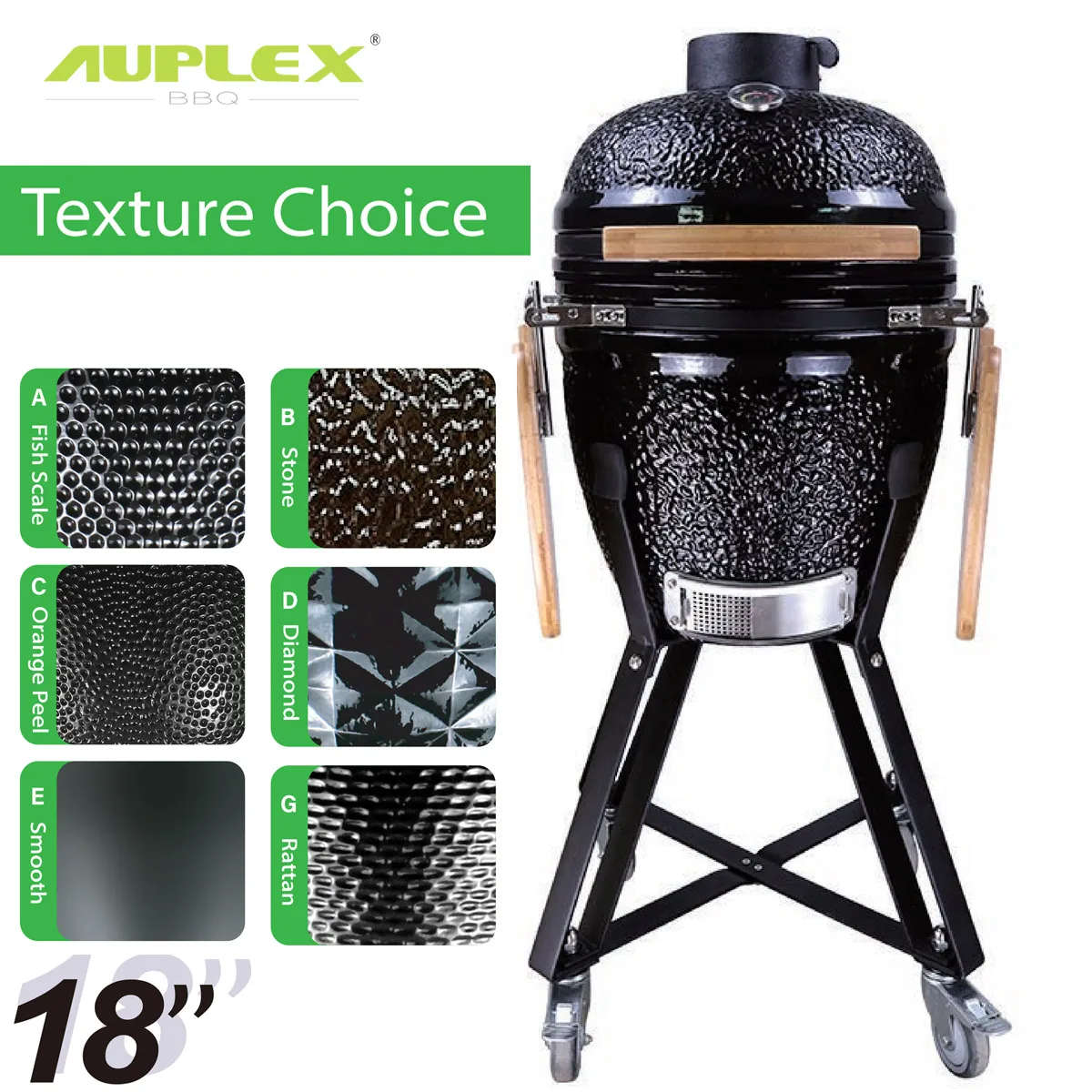 Auplex asadores churrasqueira big Green 18 inch Ceramic Egg BBQ Grills outdoor Kamado