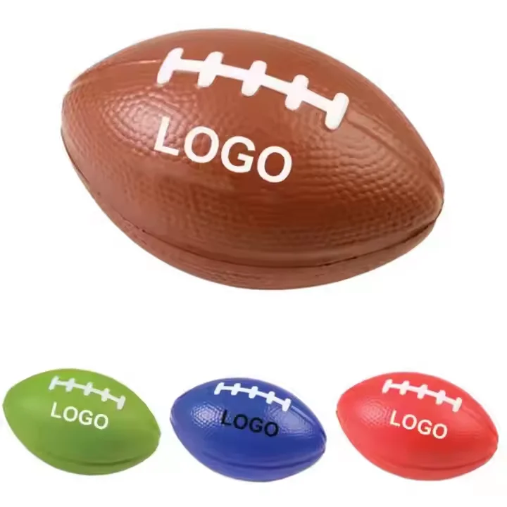Custom Stress Ball Rugby Shape Custom Logo Squeeze Football Shape Anti Stress Ball Shaped Pu Stress Relief Ball Toy With Logo