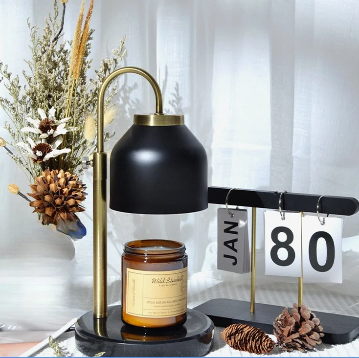 Modern Black & White Adjustable Scented Candle Warmer Lamp with Timer and Dimmer