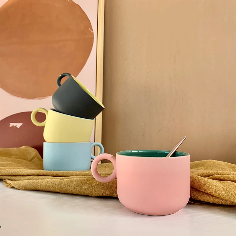 Новый дизайн Молодежные цвета Кружка для молока и кофе фарфоровая керамическая чашка с