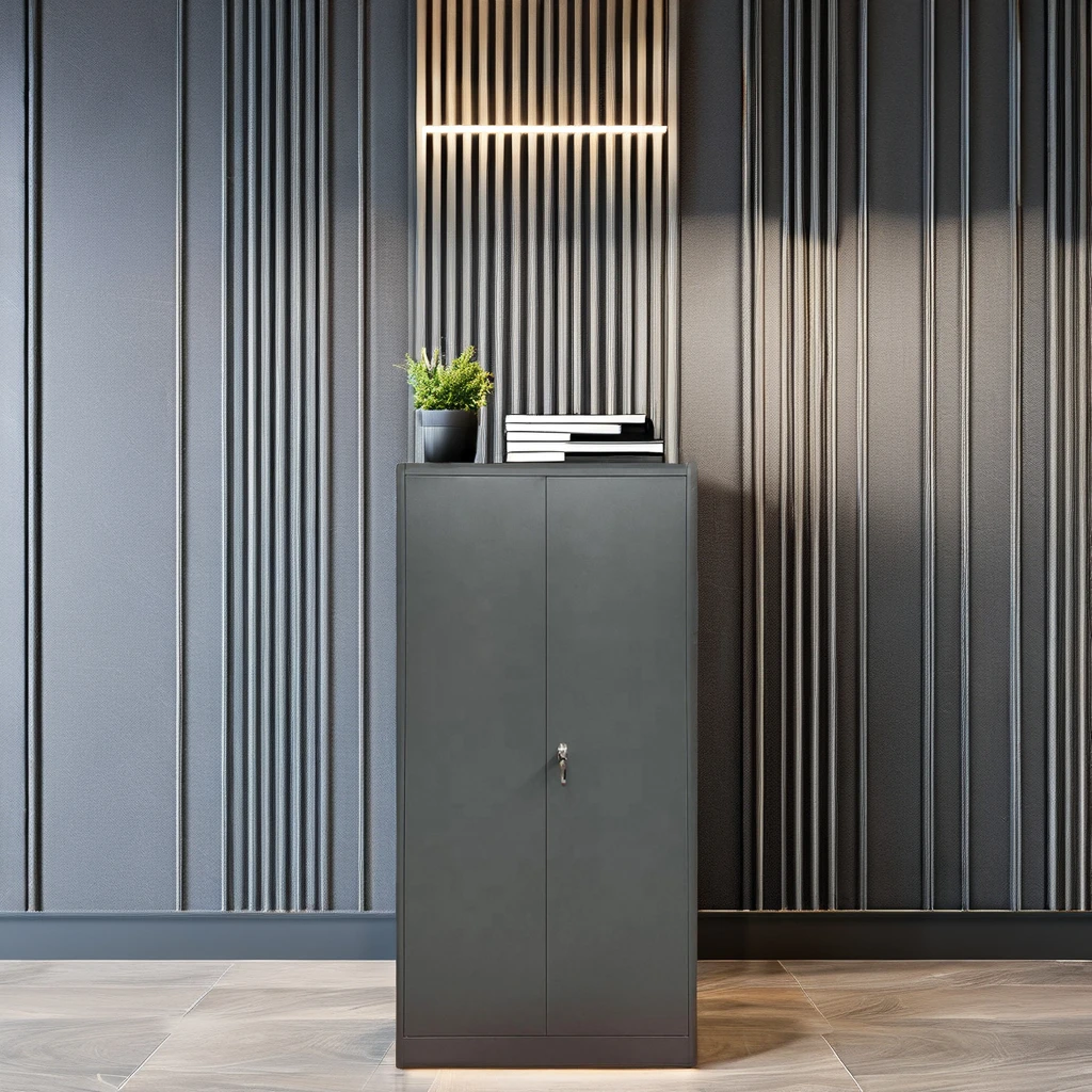 4 Layer Adjustable Shelves Office Furniture Metal Cupboard with 2 Swing Door