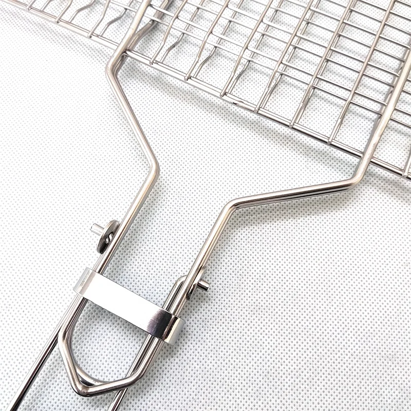 Складная переносная корзина для барбекю из нержавеющей стали с ручкой рыбных креветок