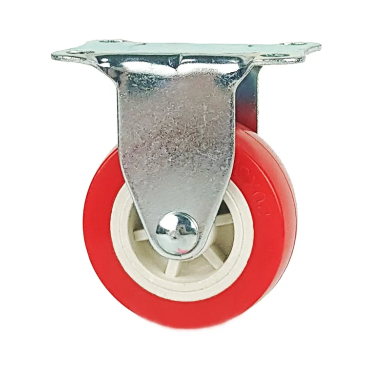 WBD light duty red pvc threaded stem 1-3 inch industrial caster wheel with double brake