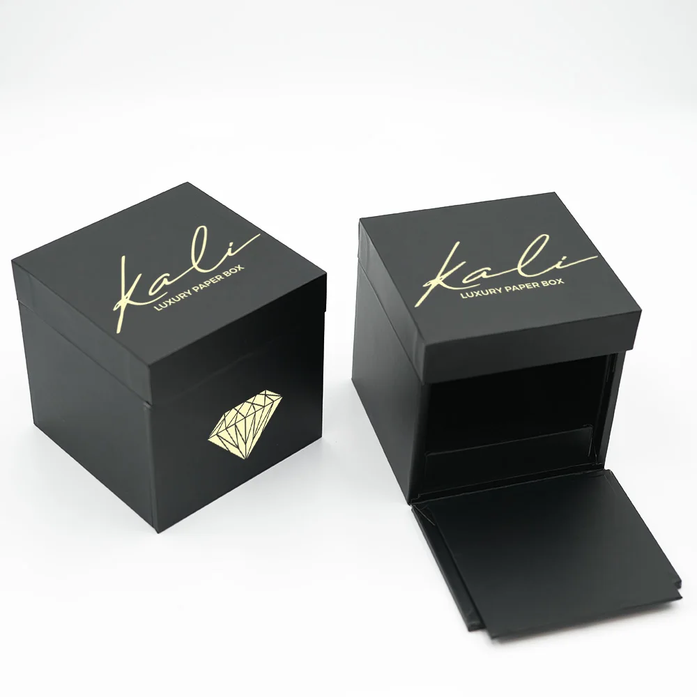LED light Smart empty gold box for magnetic perfume bottle packaging gift box with eva luxury