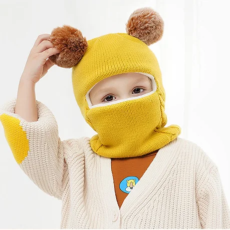 Детская зимняя вязаная шапка и шарф, комплект с теплой подкладкой и кепки для От 2 до 7 лет Одежда для мальчиков и девочек