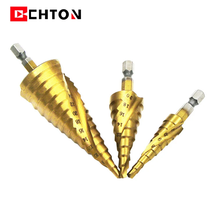 Stepped Hss Tapered Cobal Spiral Groove Step Twist Wooden Drill Bit Wood Metal Drilling