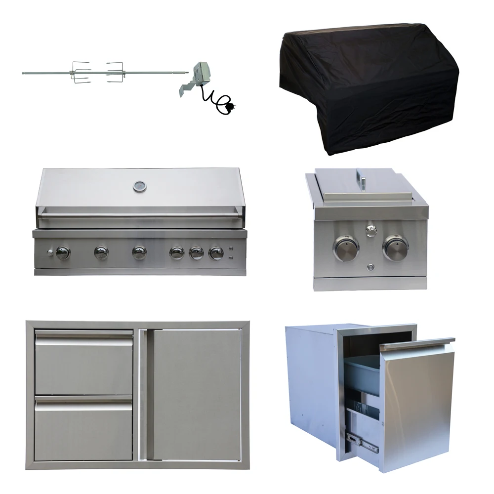 Custom barbecue island LPG NG gas stainless steel outdoor kitchen bbq grill