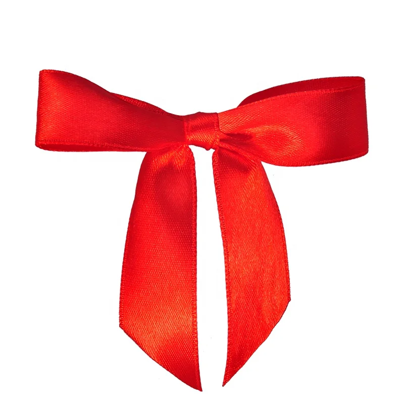 Satin ribbon bow with rose in the middle pre-tied bow