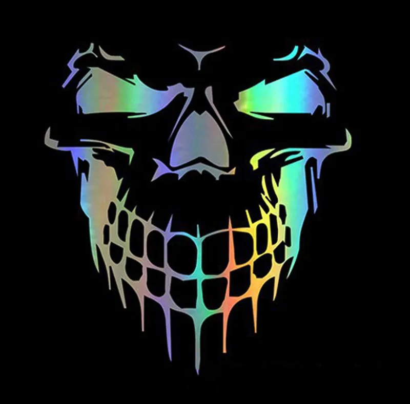 Car Reflective Body Side Door Stickers Decoration Bonnet Skull Sticker