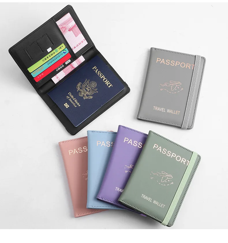 high quality passport holder leather travel wallet rifd passport holder bag hot stamp passport cover customized design