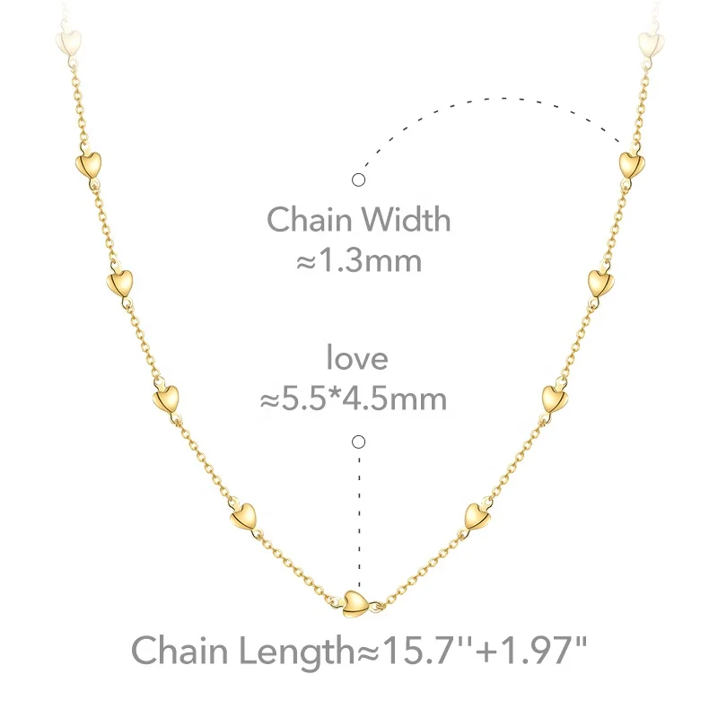 High Quality 18K Gold Plated Stainless Steel Jewelry Dainty Heart Multi Charms Choker For Women Party Necklaces P223321