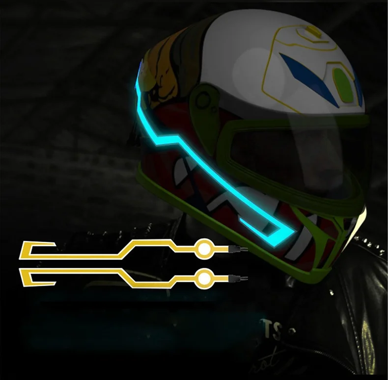 Заводской поставщик, индивидуальная световая полоса для шлема, светящаяся светодиодная полоса, мигающее освещение, световые полосы для шлема