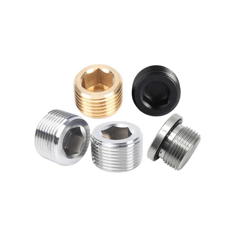 M8 - M16 Din 908, SS304 Stainless Steel Screw Plugs Hex Socket Rounds Oil Plugs Hexagon Socket Thread Oil Pipe Plugs/