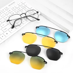 Очки солнцезащитные поляризационные для мужчин и женщин, зеркальные магнитные солнечные очки с 4 клипсами, ночное видение, с логотипом, 2020