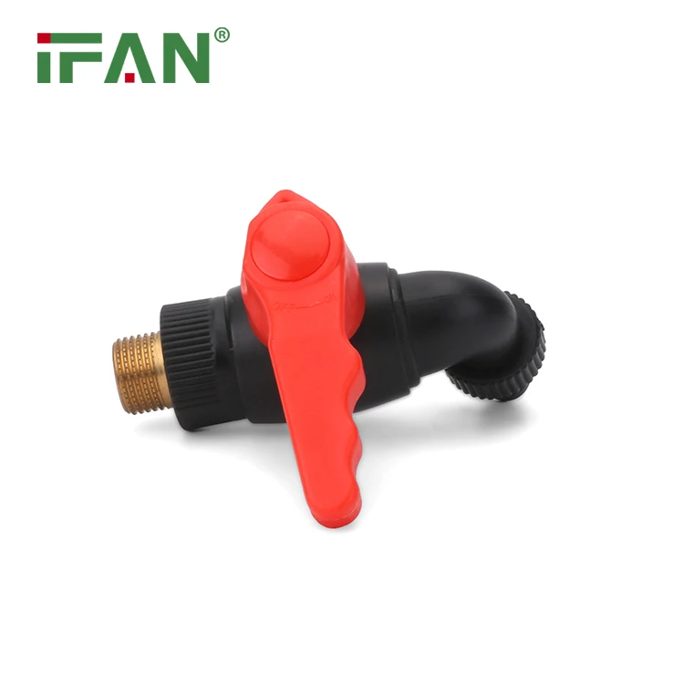 IFANPlus Manufacturer Water Tap Red Handle PPR Bibcock 1/2'-3/4' GB/T 18742 Brass Male PPR Bibcock Tap