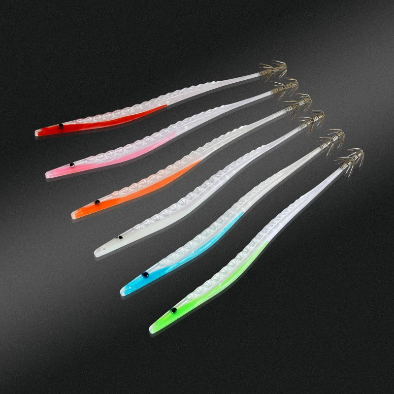 Squid Stick Soft Lure  Octopus Squid Lure Kit Double Hook Tail Luminous 14Cm/3.7G  Squid Luminous Soft Lure