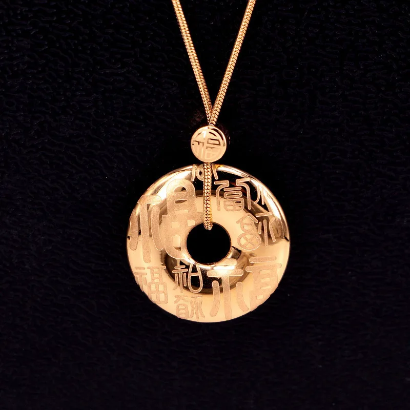 Chinese Style Peace Buckle Fu Word Titanium Steel Necklace New Year Transfer Collarbone Chain