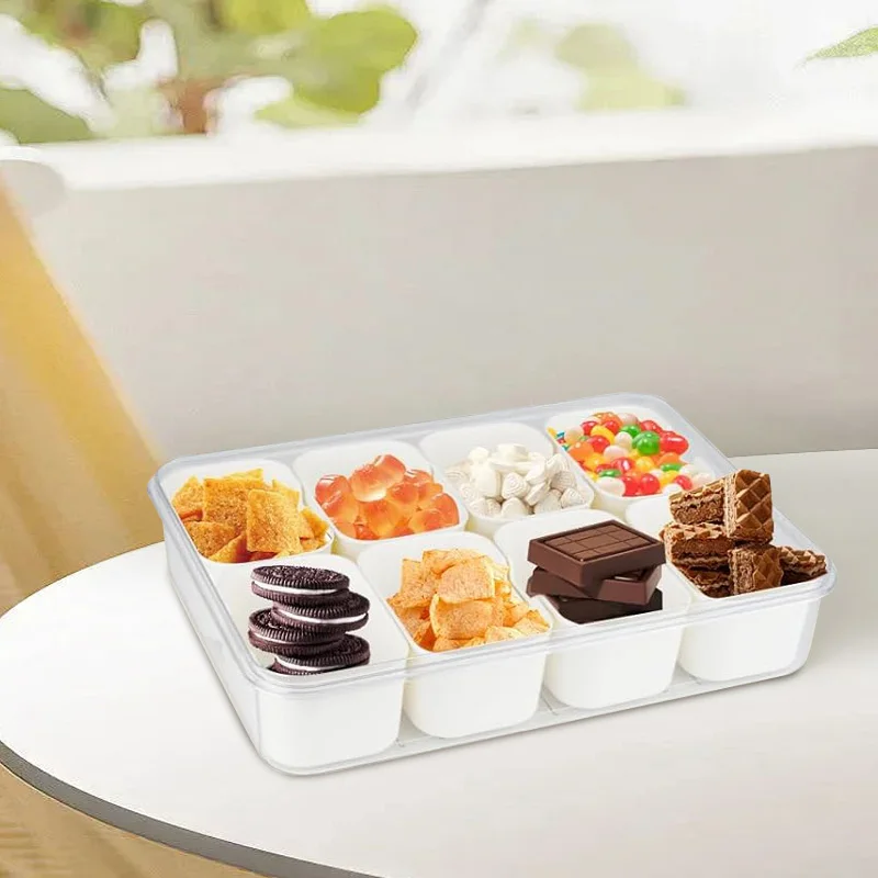 Plastic clear Sealed Snackle Sugar Salt Spicy Spice Storage Containers 4 and 8 Compartment  with Lid and Handle Spice Box
