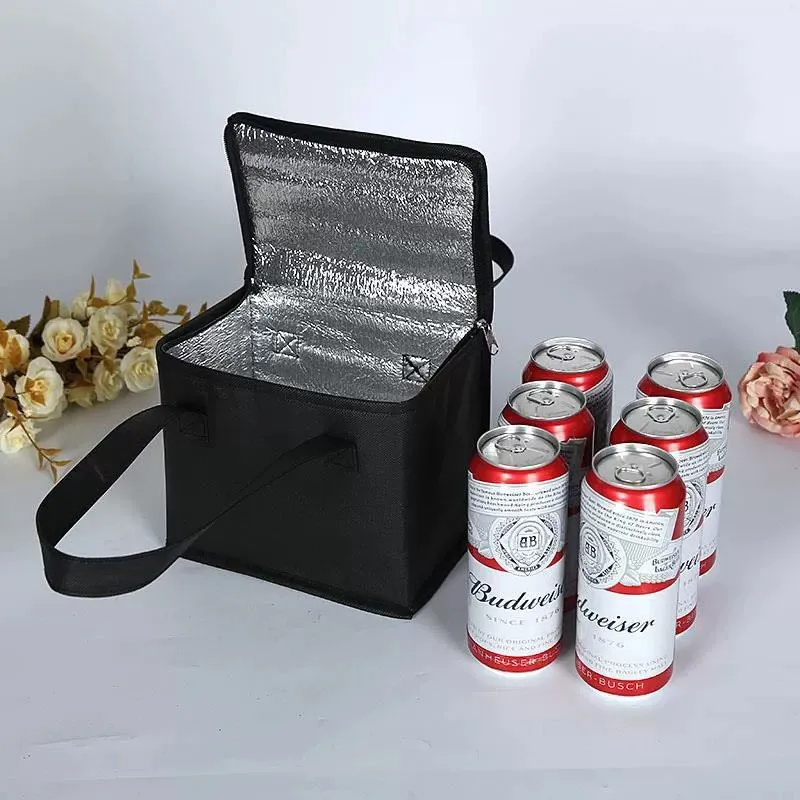 Non Woven Lunch Black Cooler Delivery Cooler Bag Promotional Cooler Bag