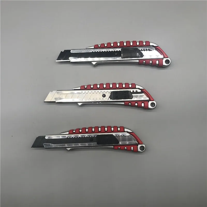 Aluminium rubber handle sliding blade snap off safe cutter slide utility knife