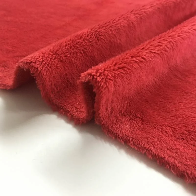 Polyester Red Micro Crystal Super Soft Minky EF Velboa Plush Toy Home Textiles Fabrics