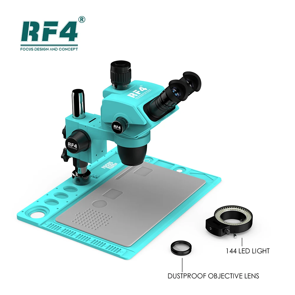RF4 RF-6565PROD2 Continuous Zoom Trinocular Microscope WF10X23 Wide-angle eyepiece with Upgrade 0.5xCTV Dustproof microscope