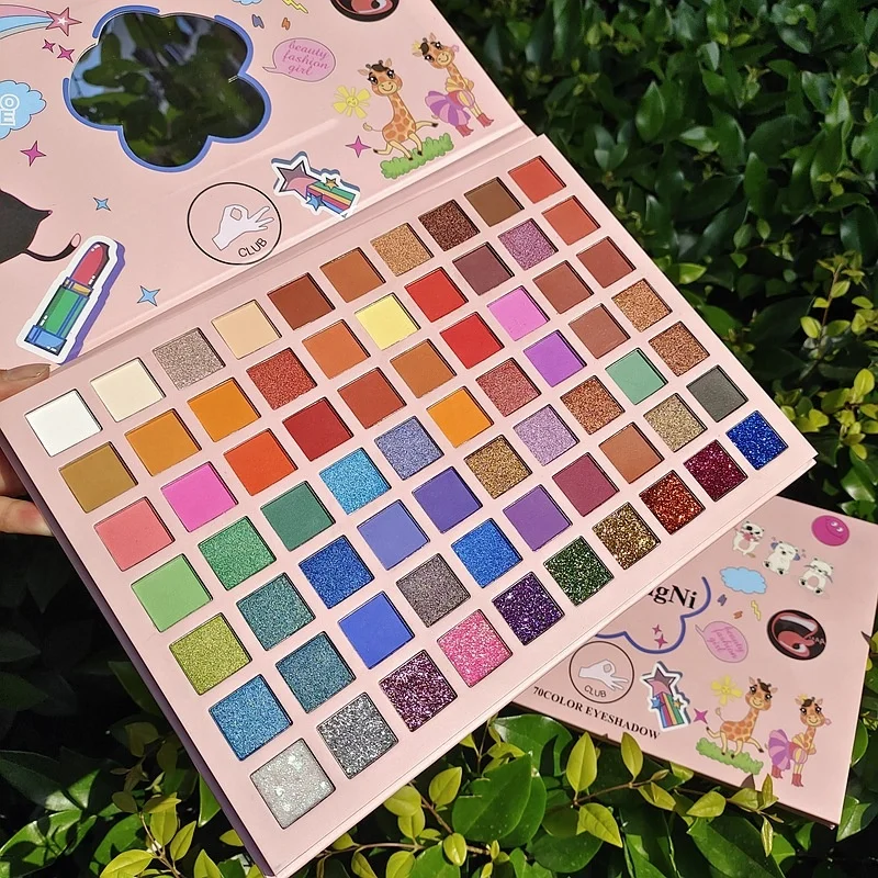 70 colors talc free eyeshadow COS custom makeup eye shadow palette private label matte shimmer vegan square eyeshadow palette