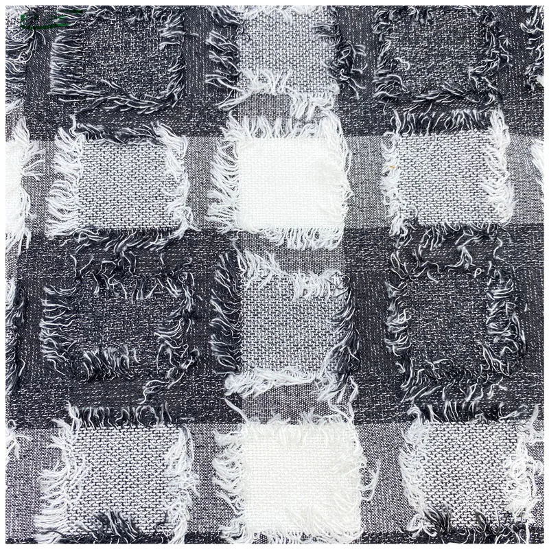 Custom wholesale high quality viscose/polyester tassel fringe crepe rufer jacquard fabric for dress