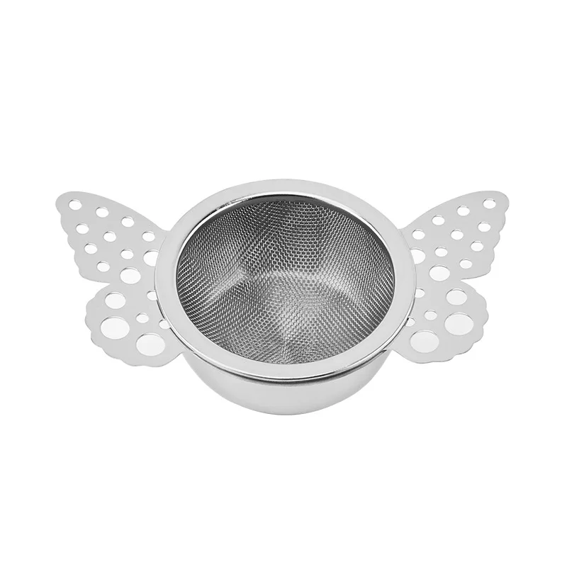 Stainless Steel Loose Leaf Tea Filter with Butterfly Handle with Drip Bowl for Loose Leaf Tea