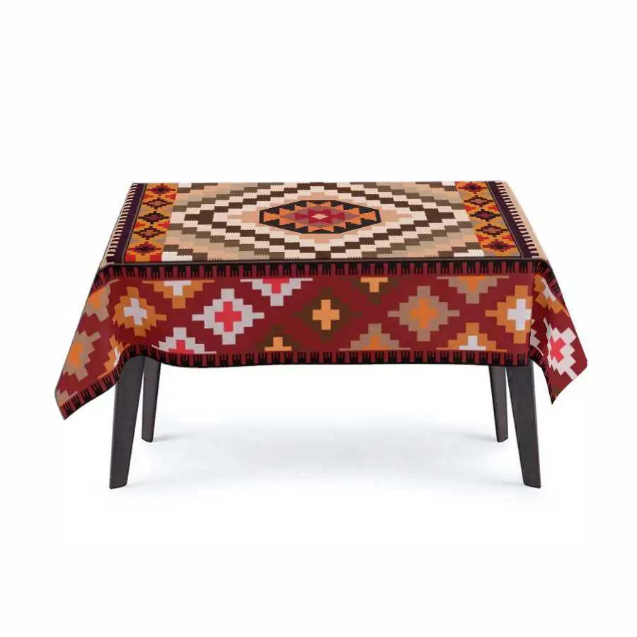 Custom Full Color Printed Polyester Rectangle Stretch Elastic Fabric Table Throw Tablecloth for Trade Show Events Wedding Party