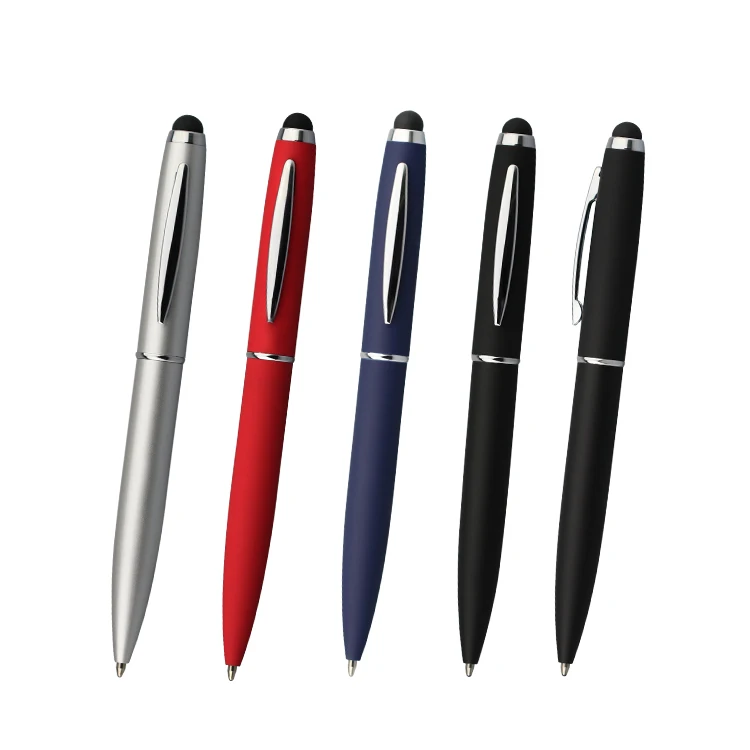 Luxury promotion stylus ballpoint metal soft touch rubber pen with custom logo